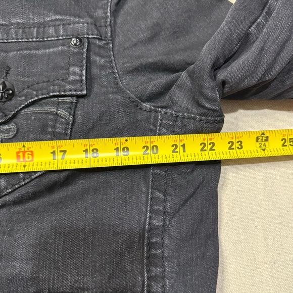 VTG Rock Revival Jacket Men Large Black Distressed Studded Embroidered Y2K Denim - Picture 7 of 7